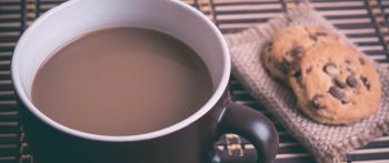 hot chocolate, breakfast, beige Wallpaper 2560x1080
