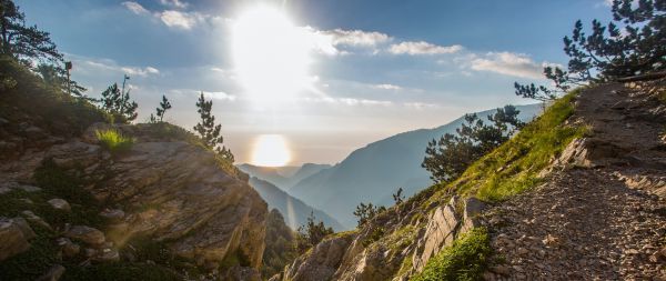 mountain landscape, dawn, landscape Wallpaper 2560x1080