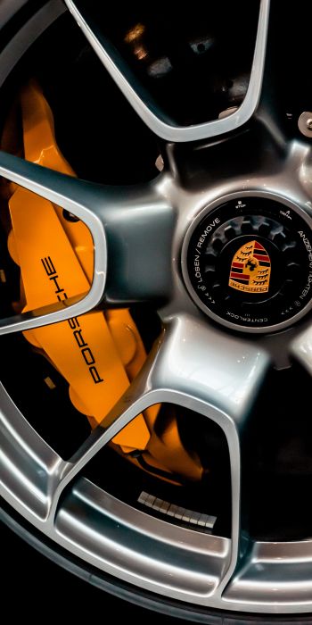 Обои 720x1440 колесо Porsche, литой диск