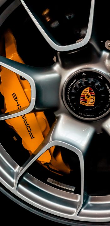Обои 1080x2220 колесо Porsche, литой диск