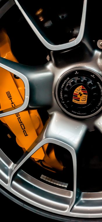 Обои 1080x2340 колесо Porsche, литой диск
