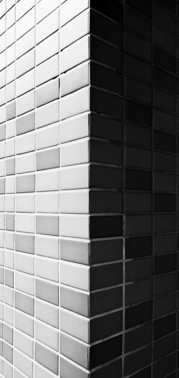 brick wall, angle, gray Wallpaper 1080x2280