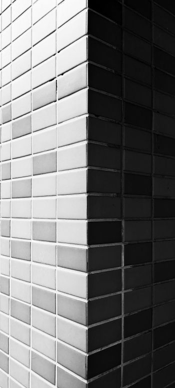 brick wall, angle, gray Wallpaper 1440x3200