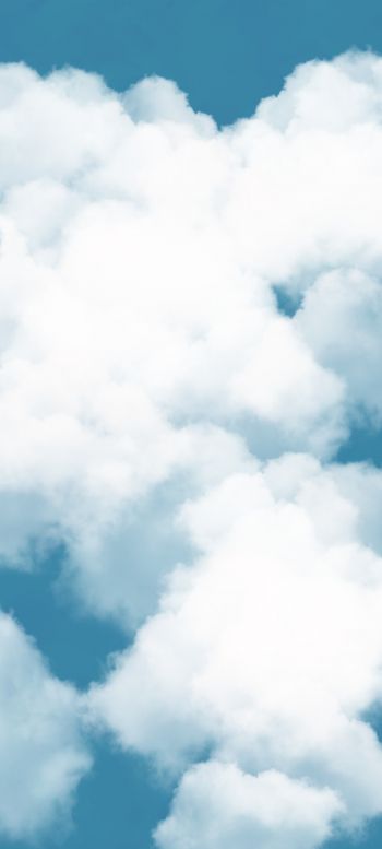 Обои 1440x3200 кучевые облака, голубое небо