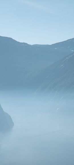 mountain landscape, fog, blue Wallpaper 1080x2400