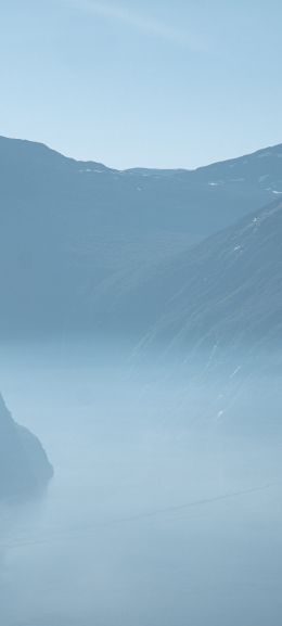 mountain landscape, fog, blue Wallpaper 720x1600