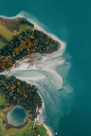 bird's eye view, sea Wallpaper 2295x3445