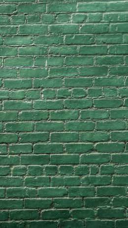 Обои 720x1280 кирпичная стена, стена, зеленые обои