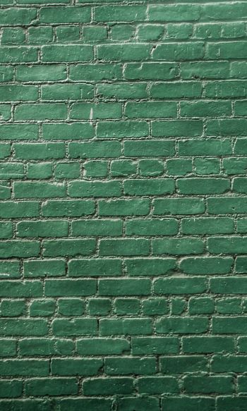 Обои 1200x2000 кирпичная стена, стена, зеленые обои