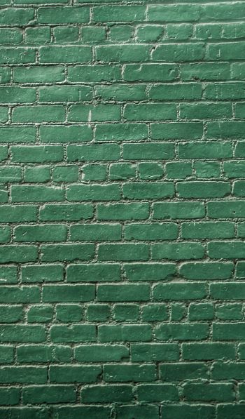 Обои 600x1024 кирпичная стена, стена, зеленые обои
