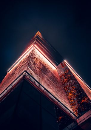 skyscraper, Warsaw, night Wallpaper 1668x2388