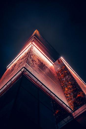 skyscraper, Warsaw, night Wallpaper 640x960