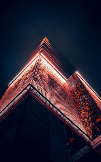 skyscraper, Warsaw, night Wallpaper 800x1280