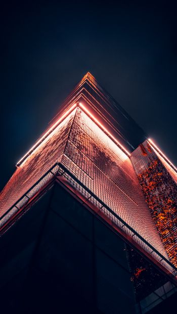 skyscraper, Warsaw, night Wallpaper 640x1136