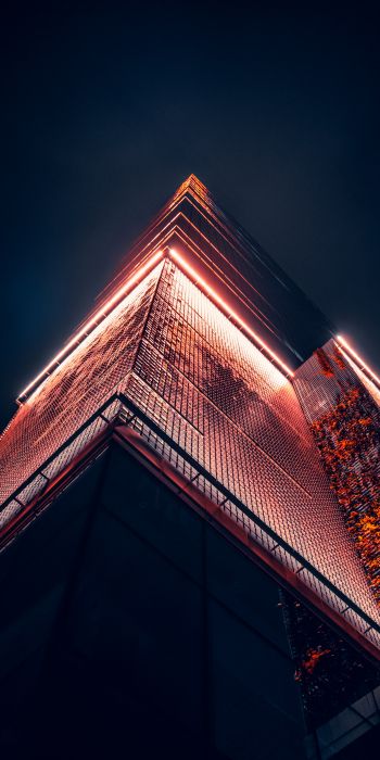 skyscraper, Warsaw, night Wallpaper 720x1440