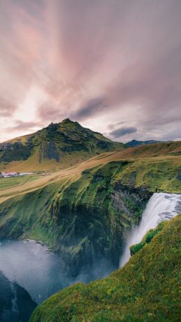 mountain landscape, waterfall Wallpaper 640x1136