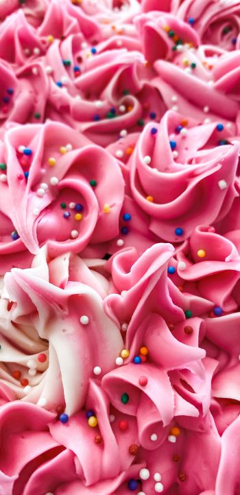 cream, dessert, pink Wallpaper 1440x2960