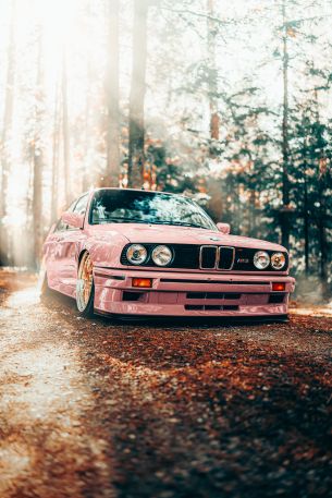 pink BMW E30, classic car Wallpaper 4000x6000
