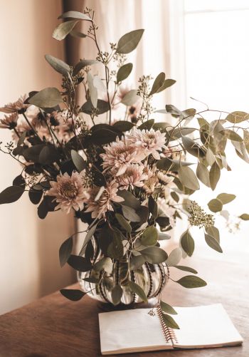 flower arrangement, aesthetic beige Wallpaper 1668x2388