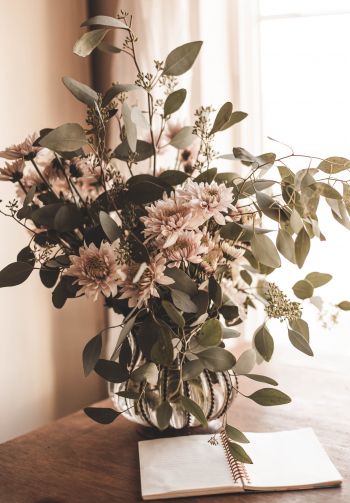 flower arrangement, aesthetic beige Wallpaper 1640x2360