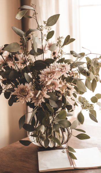 flower arrangement, aesthetic beige Wallpaper 600x1024