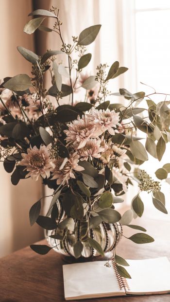 flower arrangement, aesthetic beige Wallpaper 640x1136