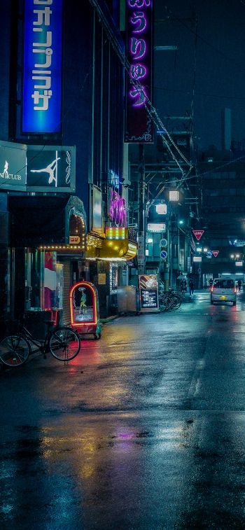night city, lane, Japan Wallpaper 1125x2436