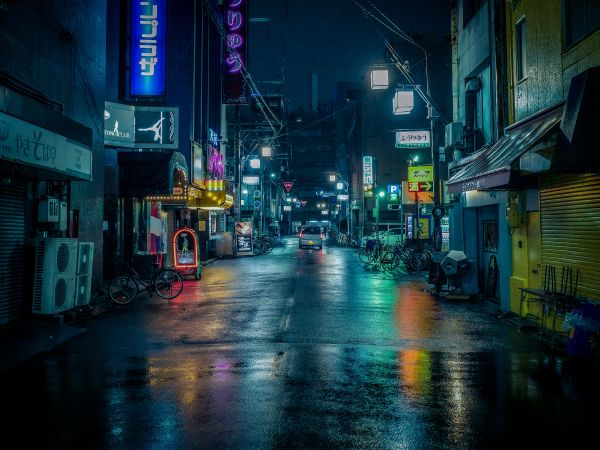 night city, lane, Japan Wallpaper 1024x768