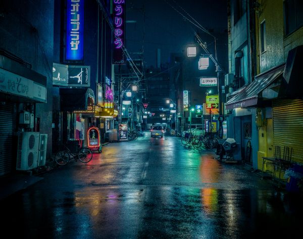 night city, lane, Japan Wallpaper 3999x3157