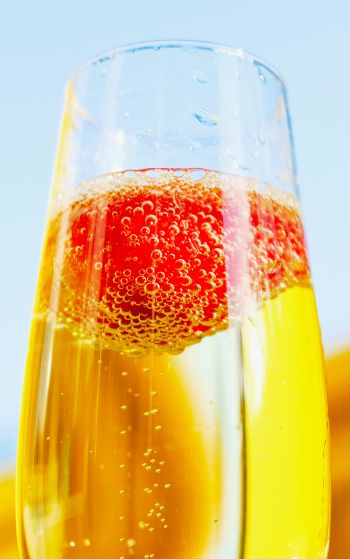 glass of champagne, yellow Wallpaper 1752x2800