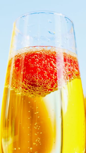 glass of champagne, yellow Wallpaper 640x1136