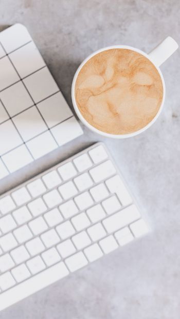 coffee, keyboard, light Wallpaper 640x1136