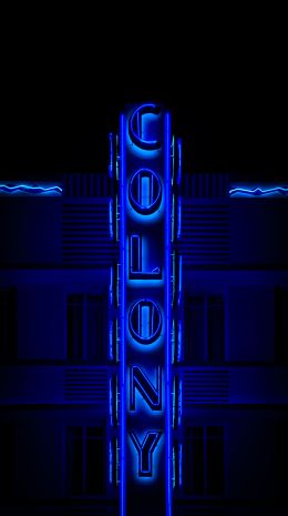 neon sign, blue, dark Wallpaper 2037x3645