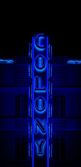 neon sign, blue, dark Wallpaper 1440x2960