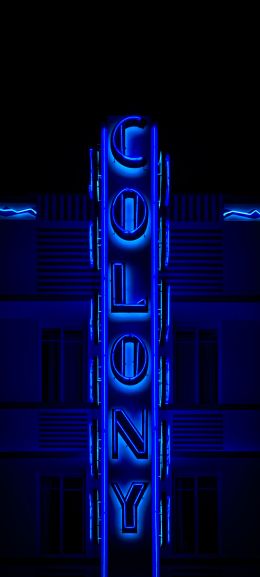 neon sign, blue, dark Wallpaper 1440x3200