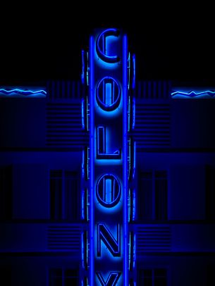 neon sign, blue, dark Wallpaper 1668x2224
