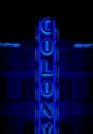 neon sign, blue, dark Wallpaper 1640x2360
