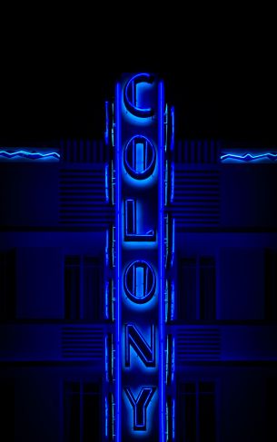 neon sign, blue, dark Wallpaper 1752x2800