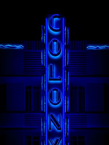 neon sign, blue, dark Wallpaper 1620x2160