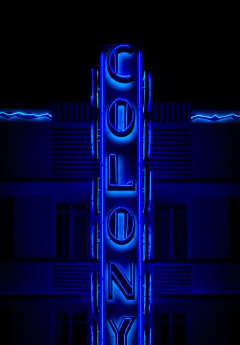neon sign, blue, dark Wallpaper 1640x2360