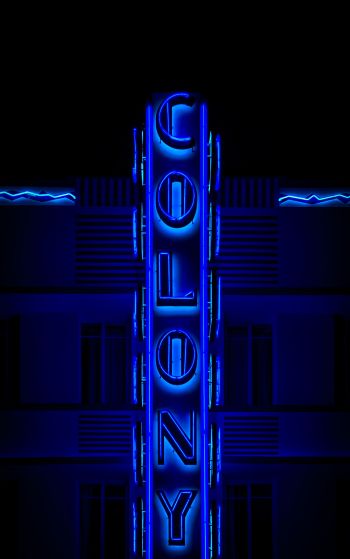 neon sign, blue, dark Wallpaper 1752x2800