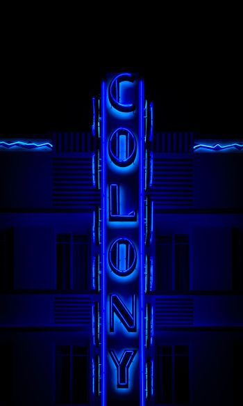 neon sign, blue, dark Wallpaper 1200x2000