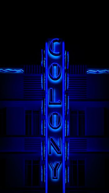 neon sign, blue, dark Wallpaper 640x1136