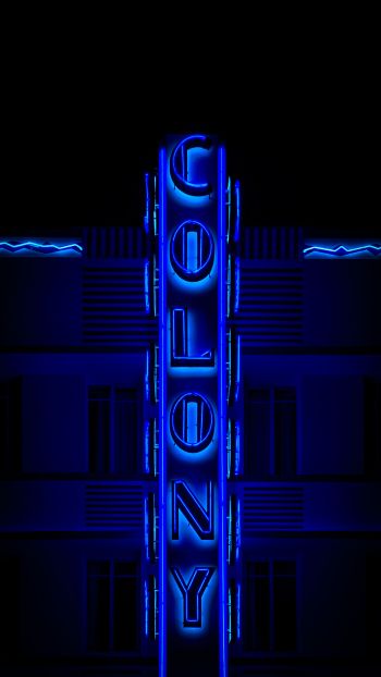 neon sign, blue, dark Wallpaper 1080x1920