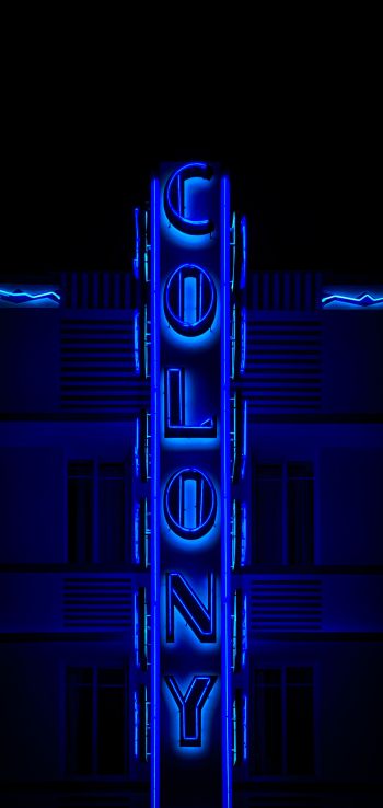 neon sign, blue, dark Wallpaper 1080x2280