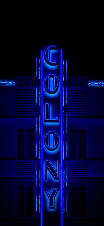neon sign, blue, dark Wallpaper 1080x2340