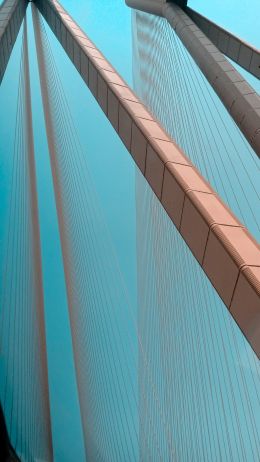 suspension bridge, blue sky Wallpaper 2160x3840