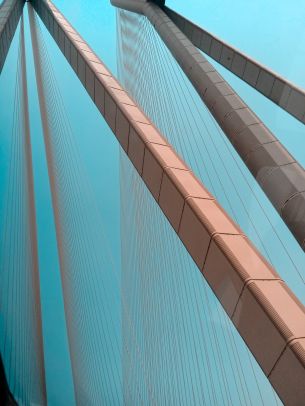 suspension bridge, blue sky Wallpaper 3120x4160