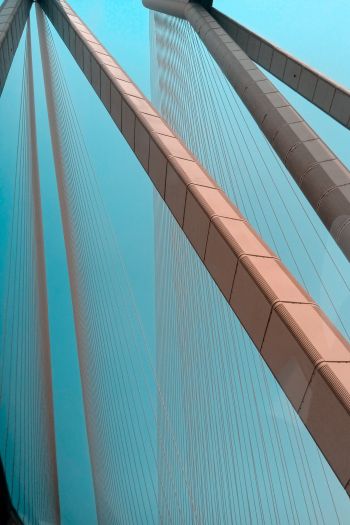suspension bridge, blue sky Wallpaper 640x960