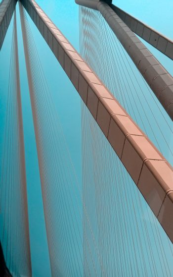 suspension bridge, blue sky Wallpaper 1752x2800